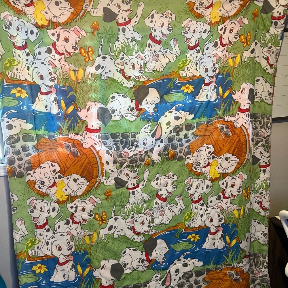 Vintage reversible 101 dalmations disney comforter blanket quilt